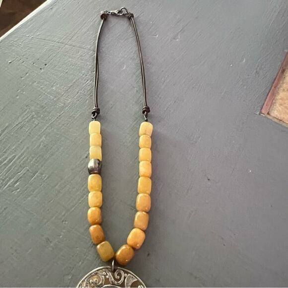 Silpada Beaded Stone 925 Sterling Silver Pendant Leather Necklace - Picture 5 of 7